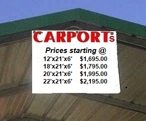 Metal Carports, Garages & RV Shelters any size you want them.